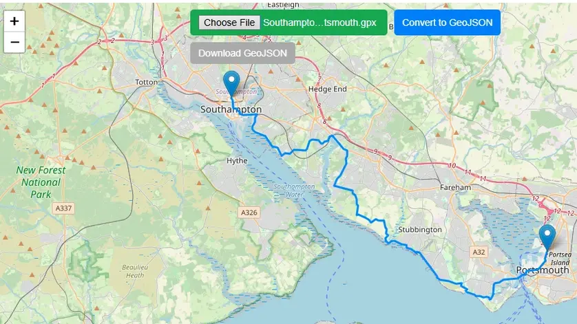 GPX Data Displayed on Map