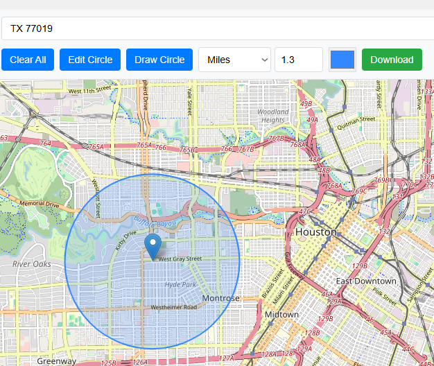 Circle Drawn on Map